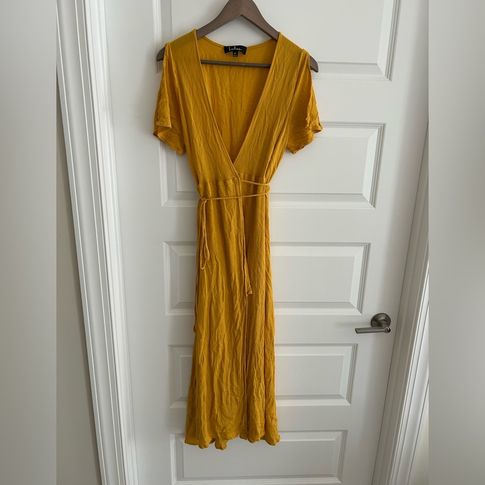 Lulus Wrap Maxi Dress Yellow Size M